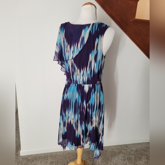 BCBGMaxzaria Dress Size M One Shoulder Hi Low Blue Purple - Picture 5 of 6